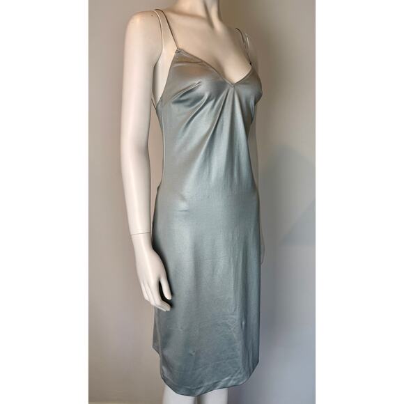 1990s Dolce & Gabbana Silver Chain Wet Look Bodycon Beach Dress - Picture 6 of 13